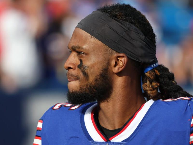 Buffalo Bills safety Damar Hamlin during a preseason game in Orchard Park, New York, in August 2022. He said Tuesday that commotio cordis caused his collapse during a game in January. (Timothy T Ludwig/Getty Images Sport via Getty Images)